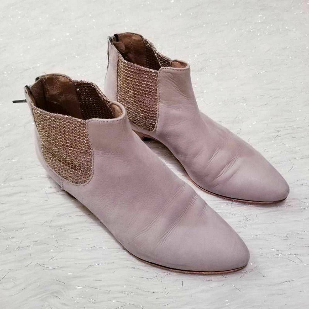 Giove Ankle Booties Gray Leather Pointed 7 EUR 38